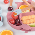 Jantar Comida Conjunto de Crianças Pratos para Bebês de Qualidade Alimentar Divisor de Sucção Placemat Animal de Desenho Animado Forte Sucção de Silicone Pratos Infantis